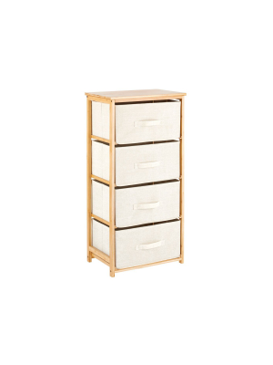 Mdesign Bamboo Dresser Storage Tower With 4 Fabric Drawers