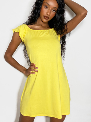 Yellow Jersey Bardot Shift Dress