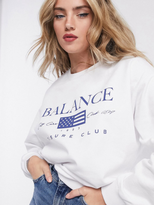 Asos Design Sweatshirt With Leisure Club Print