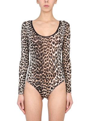 Ganni Leopard Printed Bodysuit