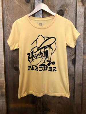 Howdy Pardner Womens Tee Gold Dust/blk