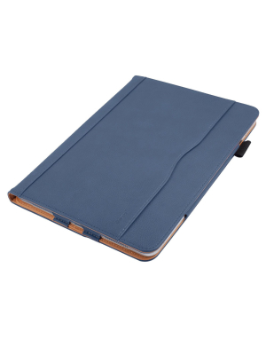 Insten - Ipad Pro 11" 2018, Pu Leather Case, Slim Folding Folio, Pencil Holder, Auto Wake/sleep, 3 Angles, Magnetic Closure Strip, Blue