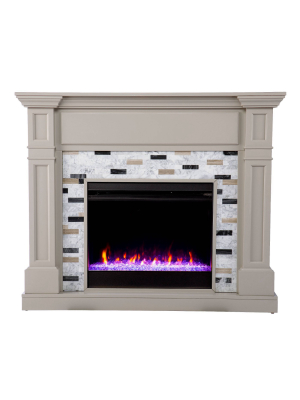 Talsham Color Changing Electric Fireplace With Marble Surround Gray - Aiden Lane