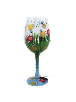 Tabletop 9.0" Firefly Lolita Wine Glass Hand Painted Enesco - Drinkware