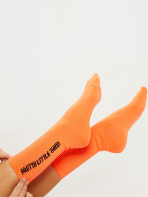 Neon Orange Pretty Little Thing Logo Socks