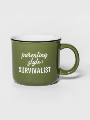 15oz Stoneware Parenting Survivalist Camper Mug Green - Threshold™