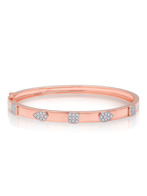 14kt Rose Gold Diamond Sloan Bangle Bracelet