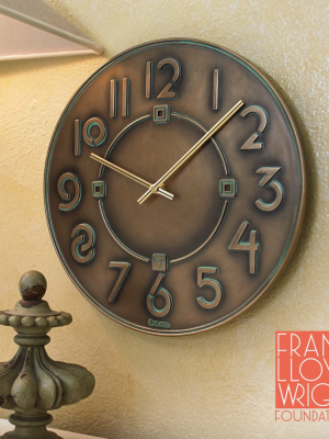 Bulova Clocks C3333 Frank Lloyd Wright Exhibition Round 12 Inch Diameter Hanging Wall Clock, Antique Bronze Finish