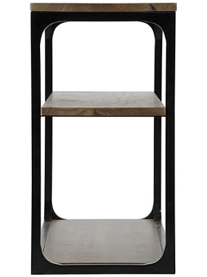 Noir Small Novie Walnut Console With Black Metal