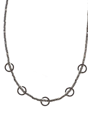 Cyrstal Beaded Open Circle Necklace