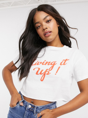 Asos Design T-shirt With Living It Up Motif