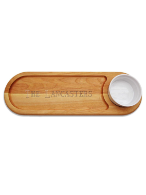 Wooden Tray With Dip Holder