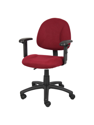 Deluxe Posture Chair With Adjustable Arms Burgundy - Boss Office Products