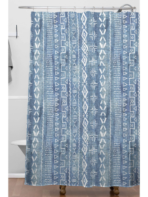 Schatzi Modern Mudcloth Light Shower Curtain Blue - Deny Designs