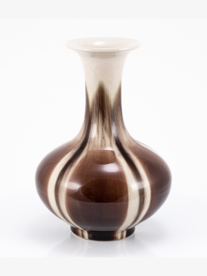 Coffee Reaction Glazed Morning Glory Vase