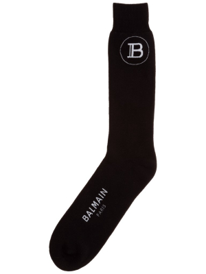 Balmain Logo Intarsia Socks