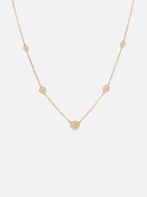 Halo Necklace, 14k Gold Pavé