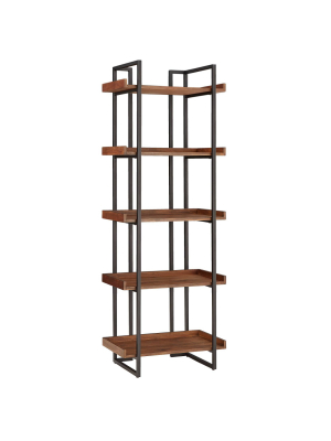 Felicia Rustic Industrial Metal/wood Etagere Bookshelf - Inspire Q