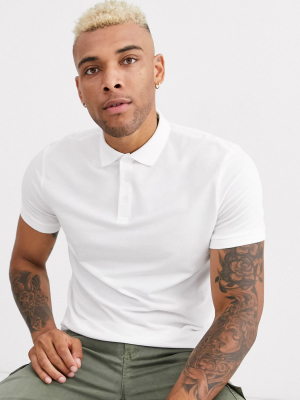 Asos Design Organic Pique Polo In White