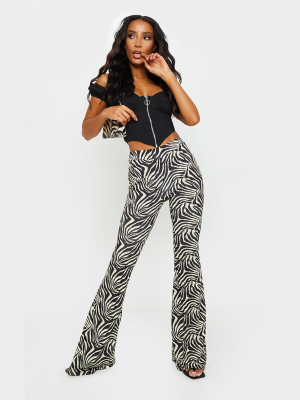 Zebra Slinky Print Flared Pants