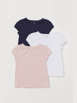 3-pack Puff-sleeve Jersey Tops