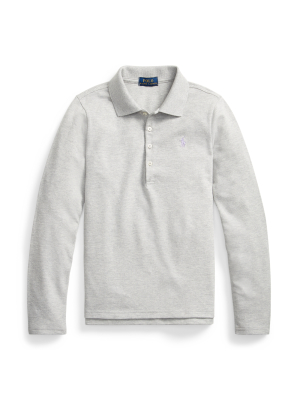 Stretch Mesh Long-sleeve Polo