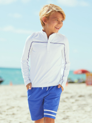 Boys White Sport Zip Top