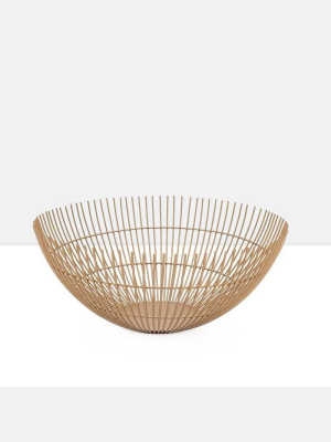 Rib Metal Wire 11" Diameter Bowl - Gold