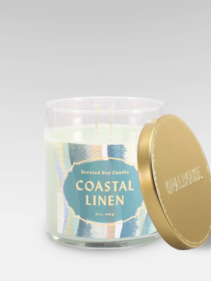 15.1oz Lidded Glass Jar 2-wick Candle Coastal Linen - Opalhouse™