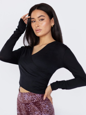 Aria Wrap Long Sleeve Top