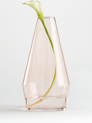 Laurel Angled Pink Glass Vase 13.5"