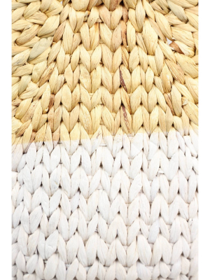 Olivia & May Set Of 4 Large Oval Dip-dyed Water Hyacinth Wicker Storage Baskets With Round Handles White