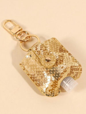 Snake Skin Print Leather Mini Sanitizer Holder