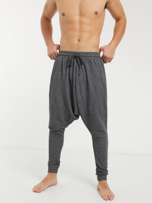 Asos Design Lounge Drop Crotch Pajama Bottoms In Black