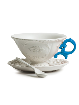 I-tea Porcelain Tea Cup Set W/ Light Blue Handle