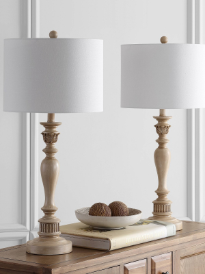 Set Of 2 Hugh Table Lamps (includes Led Light Bulb) Light Brown - Safavieh