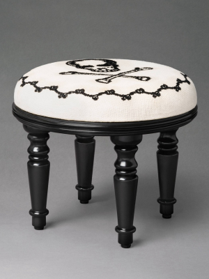 Something's Afoot Round Embroidered Footstool Black/white - John Derian For Threshold™