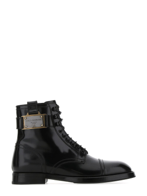 Dolce & Gabbana Branded Plate Lace-up Boots