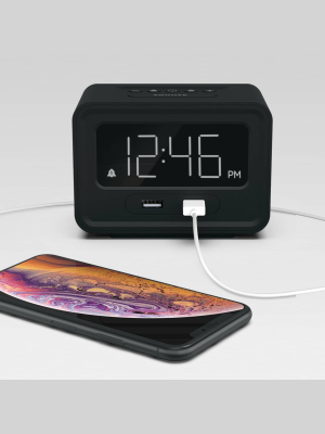 Clock With Double Usb Charger Black - Capello