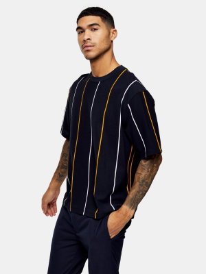 Boxy Pique Stripe Short Sleeve T-shirt