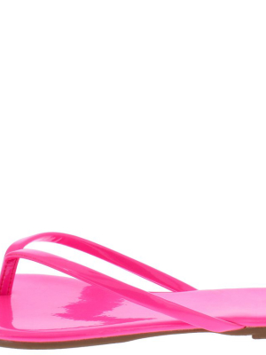 Alicia298 Fuchsia Slide On Flat Thong Sandal