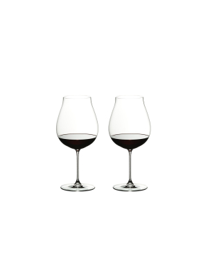 Riedel Veritas Crystal Dishwasher Safe New World Pinot Noir Nebbiolo Rose Champagne Wine Glass, 28.21 Oz. (2 Pack)