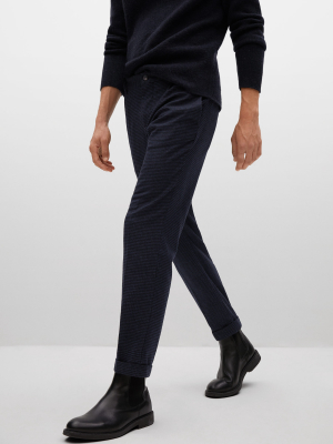 Micro Houndstooth Wool-blend Trousers