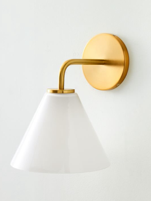 Sculptural Glass Cone Sconce - Milk