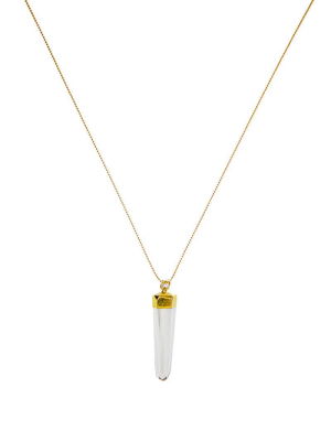 Optical Quartz Pendant Necklace - Gold