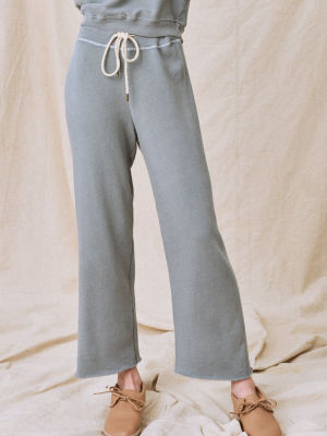 The Wide Leg Cropped Sweatpant. -- Dusty Blue