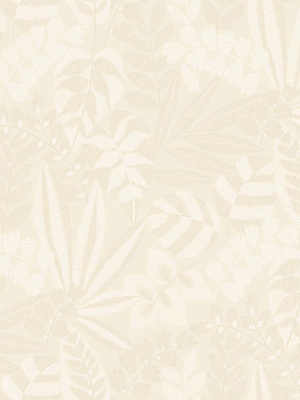 Botanica Striped Leaves Wallpaper In Sand Dune And Ivory From The Boho Rhapsody Collection By Seabrook Wallcoverings