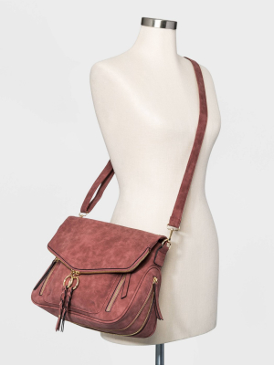 Vr Nyc Zip Magnetic Closure Envelope Flap Crossbody Bag - Red