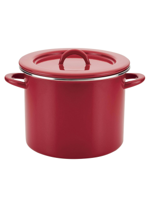 Rachael Ray Create Delicious 12qt Enamel On Steel Stockpot With Lid Red