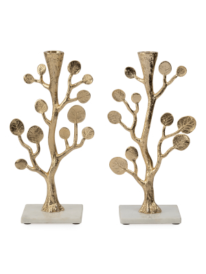 Botanical Leaf Gold Candleholders